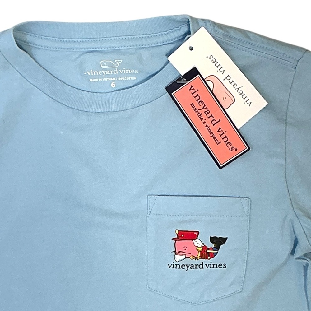 Vineyard Vines Kids Nutcracker Whale Long Sleeve Pocket Tee Blue Boys Size 6 NWT - Picture 11 of 16